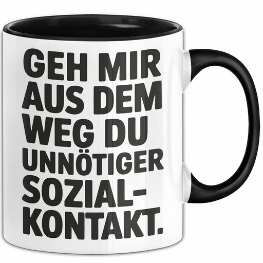 Antisozial Tasse Geschenk Unnoetiger Sozialkontakt Geschenkidee Lustig Sarkasmus Schwarz Trendation