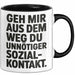 Antisozial Tasse Geschenk Unnoetiger Sozialkontakt Geschenkidee Lustig Sarkasmus Schwarz Trendation