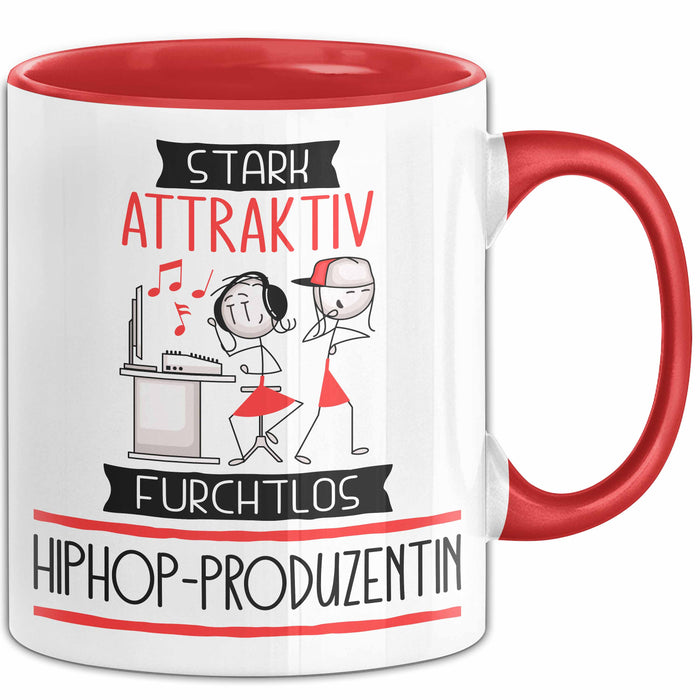 Hiphop-Produzentin Tasse Geschenk Becher Stark Attraktiv Furchtlos Hiphop-Produzentin Lustige Geschenkidee Rot Trendation