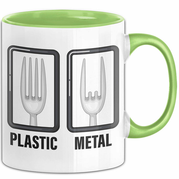 Plastik Tasse Geschenk Plastic Metal Musiker Spruch Geschenkidee Grün Trendation