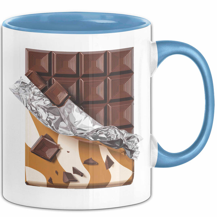 Schokoladenliebhaber Tasse Geschenkidee für Naschkatzen Blau Trendation