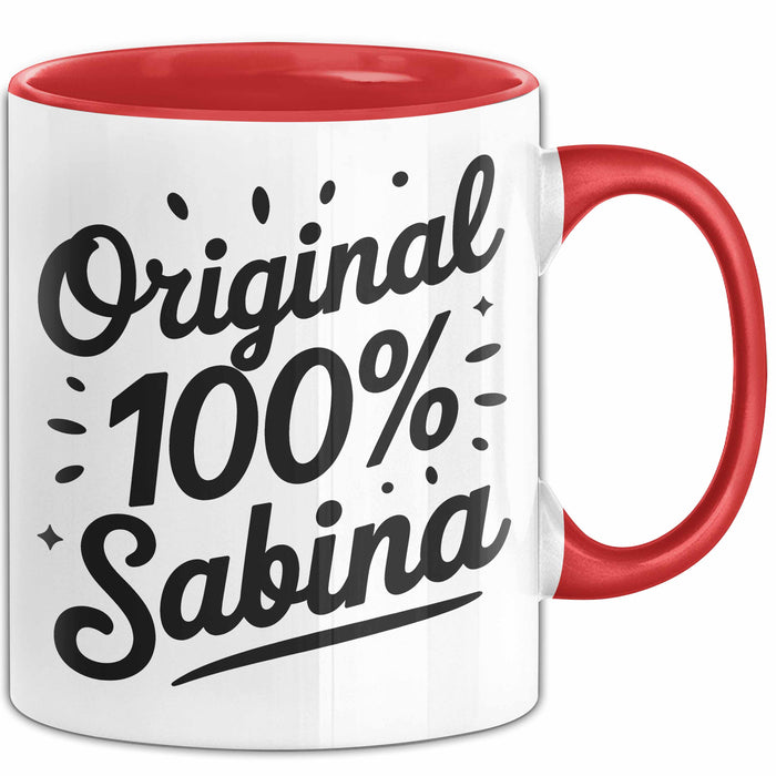 Sabina Tasse Geschenk Original 100% Sabina Geschenkidee Geburtstag Rot Trendation