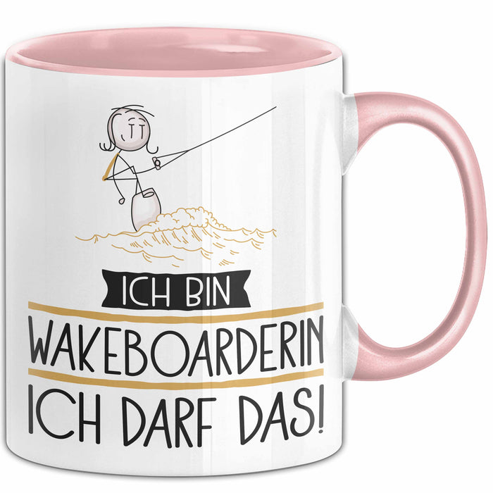 Geschenk für Wakeboarderin Tasse Lustige Geschenkidee Geburtstag Ich Bin Wakeboarderin Ich Darf Das Rosa Trendation