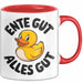 Gelbe Ente Tasse Geschenk Lustige Geschenkidee Spruch Ente gut alles gut Rot Trendation