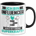 Influencer Tasse Geschenk für Influencer Geburtstag Lustiger Spruch Kaffee-Becher Was Ist Deine Superkraft Schwarz Trendation