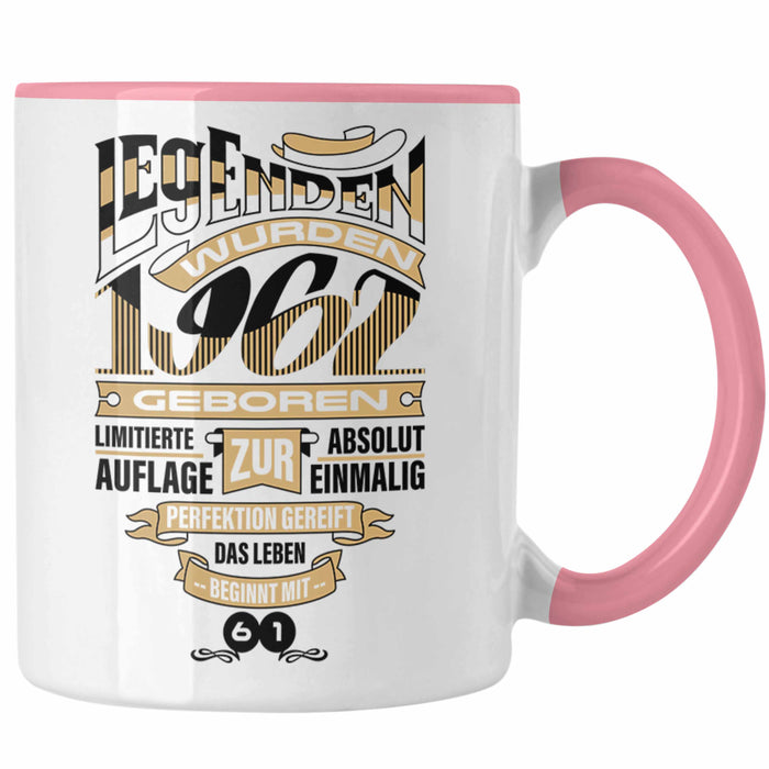 TRENDATION 60. Geburtstag Tasse Frau Mann Geschenk 60er Geschenkidee 60 Mutter Vater Rosa Trendation