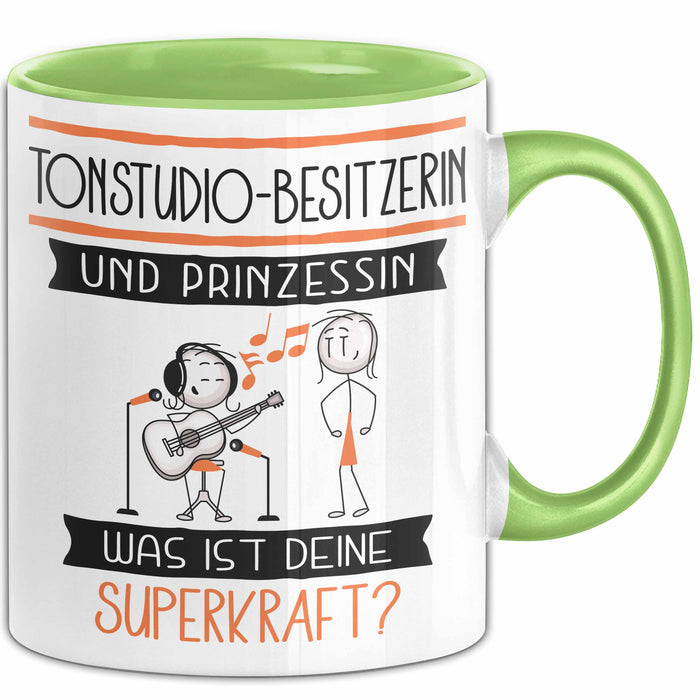 Tonstudio-Besitzerin Und Prinzessin Tasse Geschenk Für Eine Tonstudio-Besitzerin Geburtstag Was Ist Deine Superkraft Grün Trendation