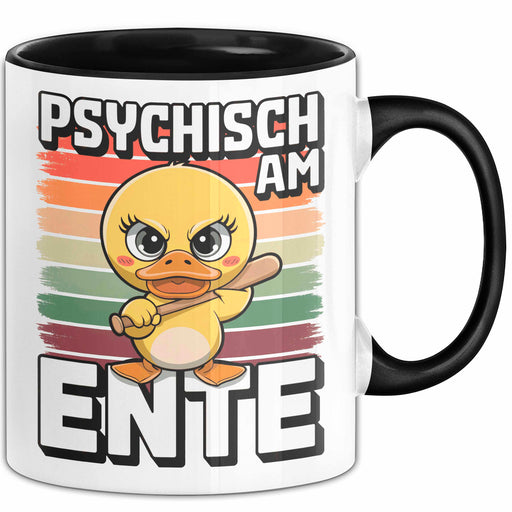 Ente Tier Tasse Geschenk Lustige Geschenkidee Spruch Psychisch Am Ente Schwarz Trendation