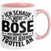Lustiger Spruch Tasse Humor Sarkasmus Ich Schaue Nicht Böse Ich Grinse Nicht Nur Jeden Trottel An Kaffee-Becher Rosa Trendation