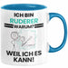 Ruderer Geschenk Tasse Lustiger Spruch Ich Bin Ruderer Warum Weil Ich Es Kann Geschenkidee Bester Ruderer Geburtstag Kaffee-Becher Blau Trendation