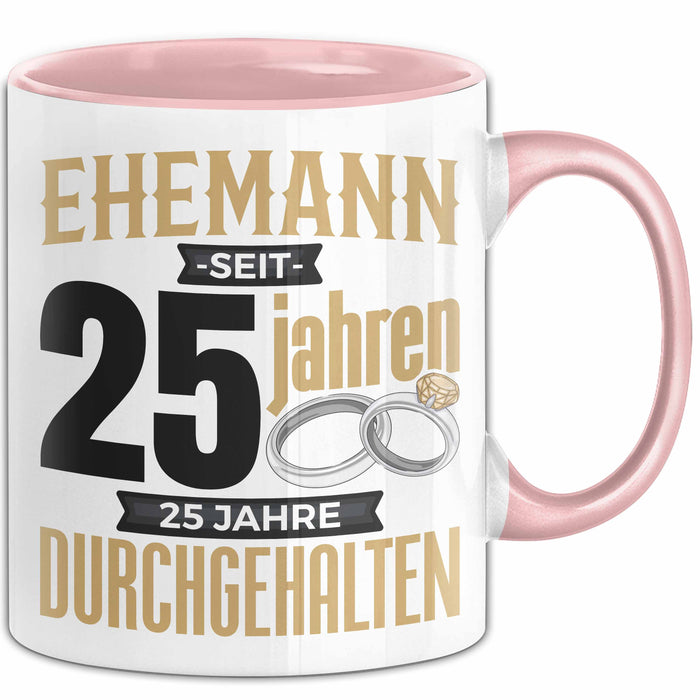 Ehemann Tasse Geschenk 25 Jahre Hochzeitstag Lustiger Spruch Silberhochzeit Rosa Trendation