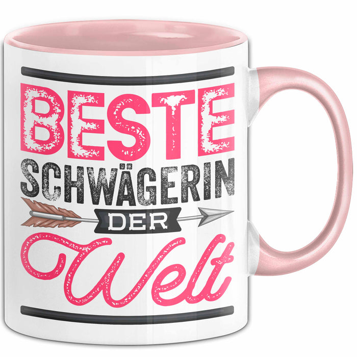 Schwägerin Geschenk Tasse Mit Spruch Beste Schwägerin Der Welt Becher Rosa Trendation