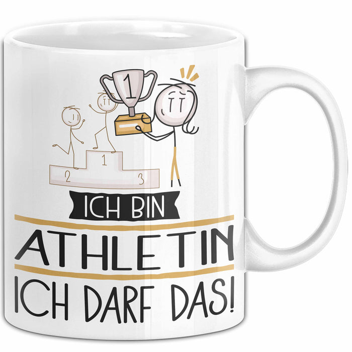 Geschenk für Athletin Tasse Lustige Geschenkidee Geburtstag Ich Bin Athletin Ich Darf Das Weiß Trendation