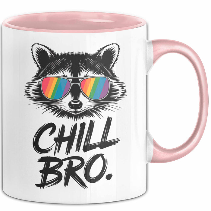 Waschbär Tierliebhaber Tasse Geschenk Lustige Geschenkidee Spruch Entspann Dich Bruder Rosa Trendation