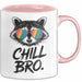 Waschbär Tierliebhaber Tasse Geschenk Lustige Geschenkidee Spruch Entspann Dich Bruder Rosa Trendation