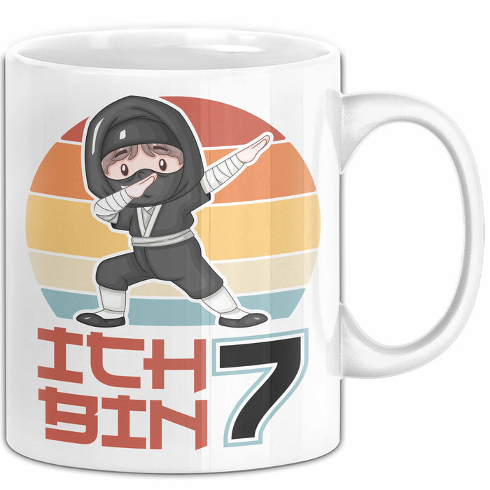 Kinder Tasse Geschenk Ich Bin 7 Ninja Junge Geburtstag Spruch Weiß Trendation