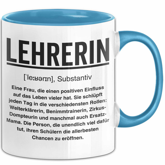 Unterricht Lehrer Wertschätzung Tasse Geschenk Lustige Geschenkidee Spruch Lehrerin Blau Trendation