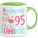 95er Geburtstag Tasse Geschenk Happy 95 And Glamarous Llama Alpaka Liebhaber Geschenkidee zum Geburtstag Grün Trendation