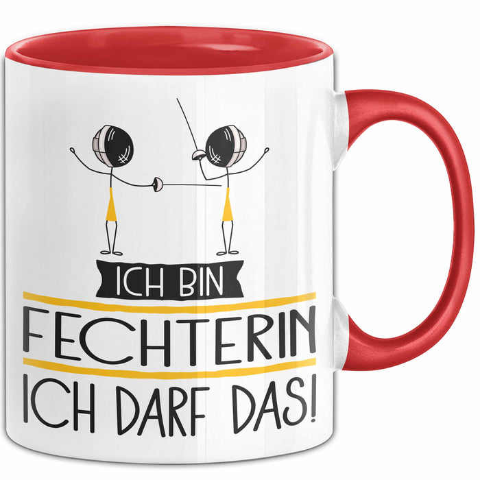 Geschenk für Fechterin Tasse Lustige Geschenkidee Geburtstag Ich Bin Fechterin Ich Darf Das Rot Trendation