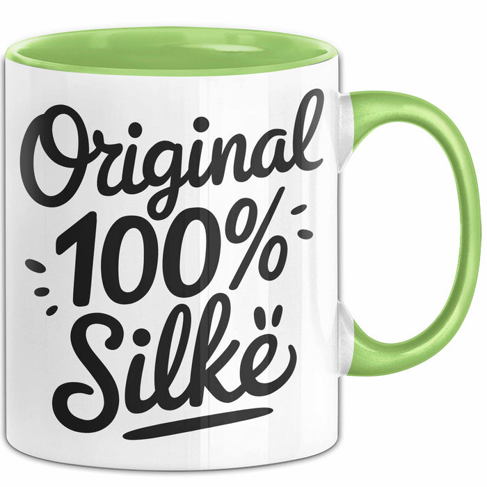 Silke Tasse Geschenk Original 100% Silke Geschenkidee Geburtstag Grün Trendation