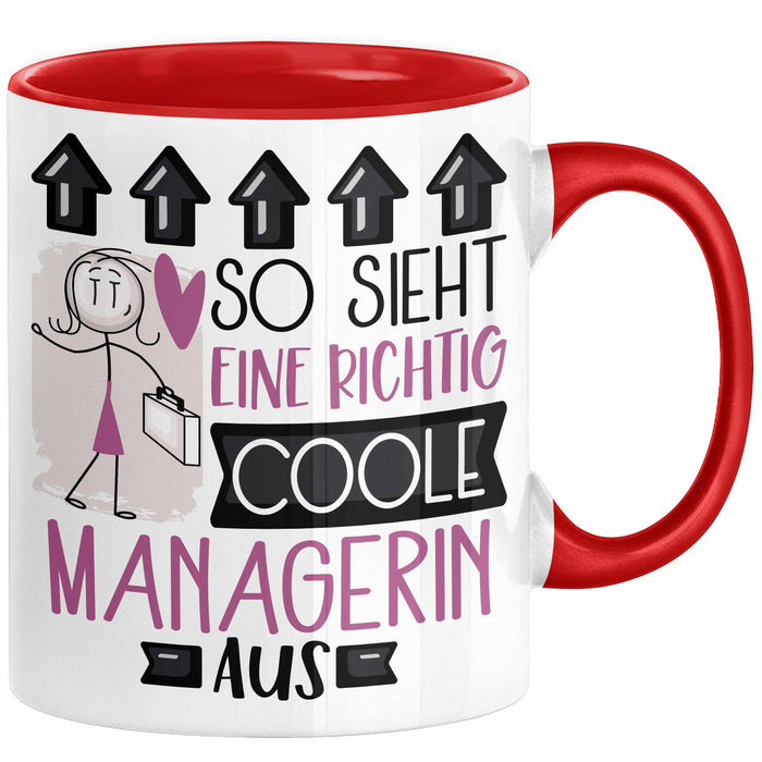 Managerin Geschenk Tasse Lustig Geschenkidee für Managerin Geburtstag So Sieht Eine Richtig Coole Managerin Aus Frauen Spruch Rot Trendation