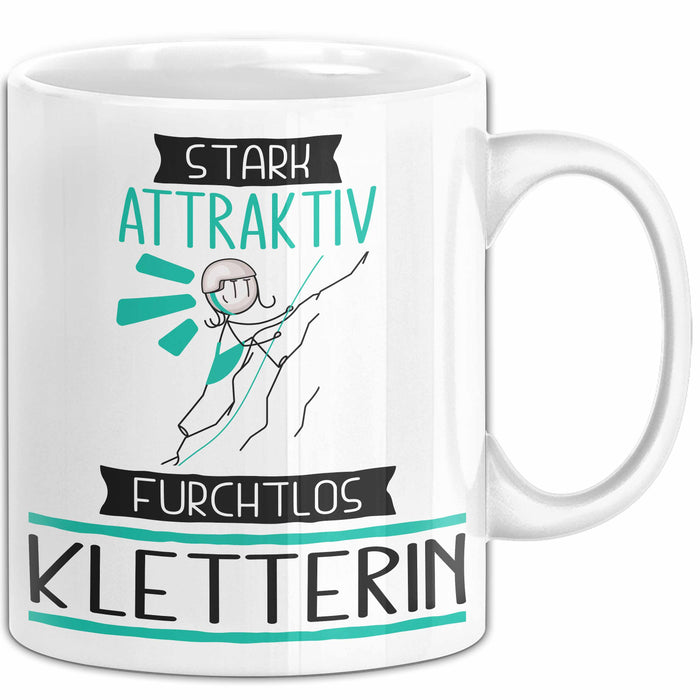 Kletterin Tasse Geschenk Becher Stark Attraktiv Furchtlos Kletterin Lustige Geschenkidee Weiß Trendation