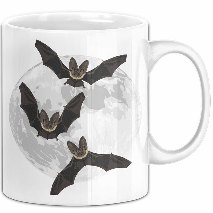 Halloween Tasse Geschenk Fledermäuse Vollmond Grafik Geschenkidee Weiß Trendation