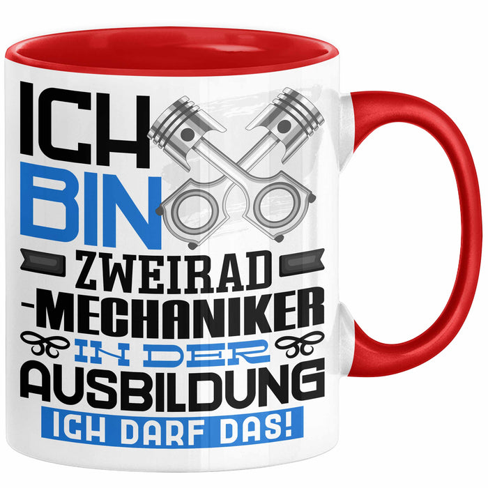 Zweiradmechaniker Ausbildung Tasse Geschenk Ich Bin Zweiradmechaniker In Der Ausbildung Ich Darf Das Geschenkidee Spruch Rot Trendation