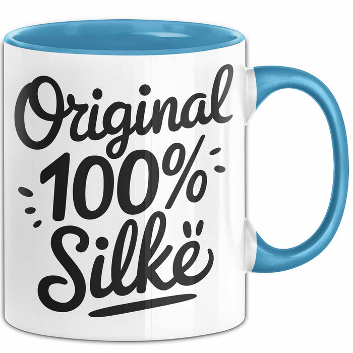 Silke Tasse Geschenk Original 100% Silke Geschenkidee Geburtstag Blau Trendation