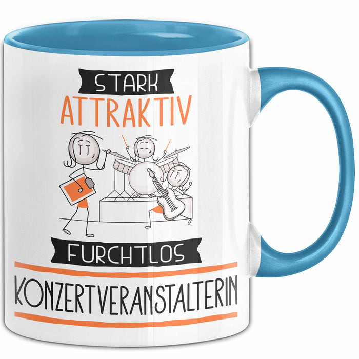 Konzertveranstalterin Tasse Geschenk Becher Stark Attraktiv Furchtlos Konzertveranstalterin Lustige Geschenkidee Blau Trendation