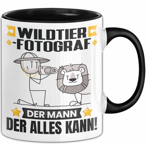 Wildtierfotograf Tasse Geschenk für Wildtierfotograf Der Mann Der Alles Kann Geschenkidee zum Geburtstag Schwarz Trendation
