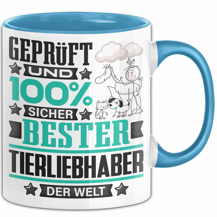 Tierliebhaber Geschenk Lustiger Spruch für Tierliebhaber Geschenkidee Bester Tierliebhaber Der Welt Blau Trendation