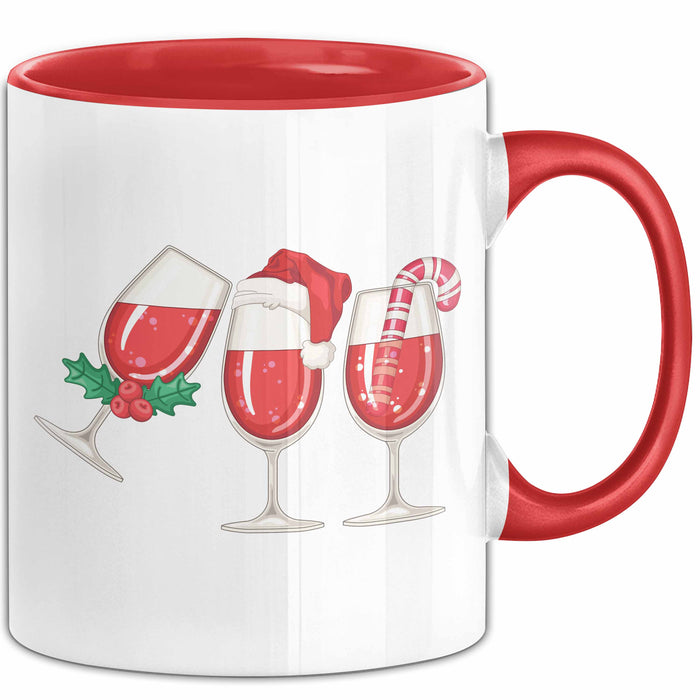 Weihnachten Weinglas Tasse Geschenk Weihnachtliche Grafik Weinliebhaber Kaffee-Becher Rot Trendation