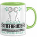 Stiefbruder Geschenk Tasse Ich Bin Stiefbruder Aber Sag Doch Einfach Superheld Lustige Geschenkdiee für Stiefbruder Kaffee-Becher Grün Trendation