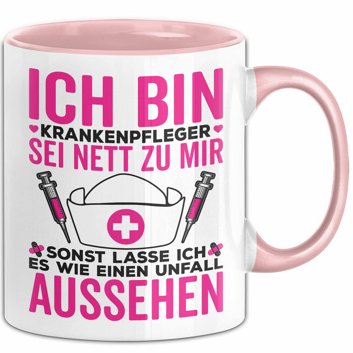 Krankenschwester Pflege Betreuung Tasse Geschenk Lustige Geschenkidee Spruch Ich Bin Krankenpfleger Rosa Trendation