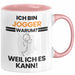 Jogger Geschenk Tasse Lustiger Spruch Ich Bin Jogger Warum Weil Ich Es Kann Geschenkidee Bester Jogger Geburtstag Kaffee-Becher Rosa Trendation