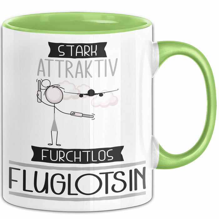 Fluglotsin Tasse Geschenk Becher Stark Attraktiv Furchtlos Fluglotsin Lustige Geschenkidee Grün Trendation