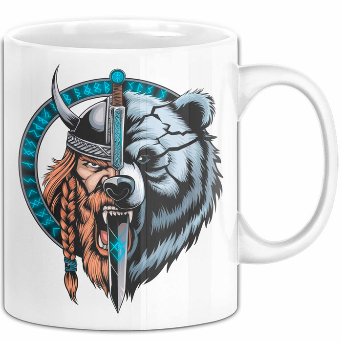 Nordischer Krieger Wikingerbär Tasse Geschenk Lustige Geschenkidee Spruch Weiß Trendation