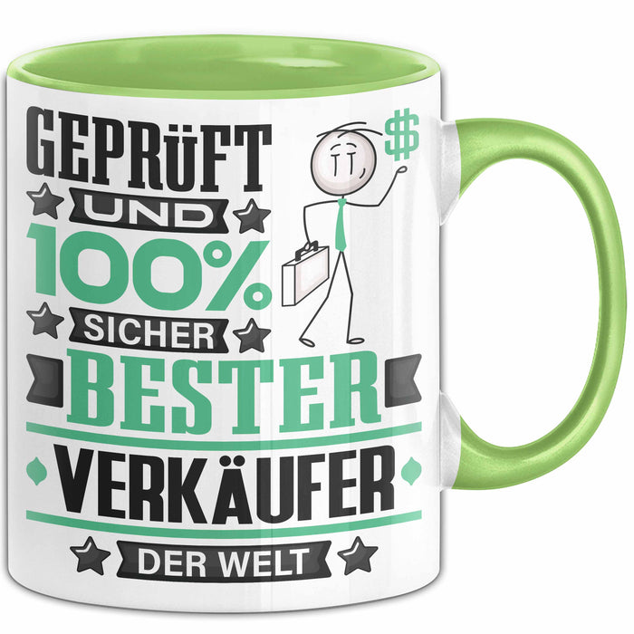 Verkäufer Geschenk Lustiger Spruch für Verkäufer Geschenkidee Bester Verkäufer Der Welt Grün Trendation