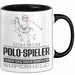 Polo-Spieler Geschenk Tasse Ich Bin Polo-Spieler Aber Sag Doch Einfach Superheld Lustige Geschenkdiee für Polo-Spieler Kaffee-Becher Schwarz Trendation
