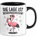 Flamingo Trinkend Tasse Geschenk Lustige Geschenkidee Spruch Die Lage Ist Besäufniserregend Schwarz Trendation