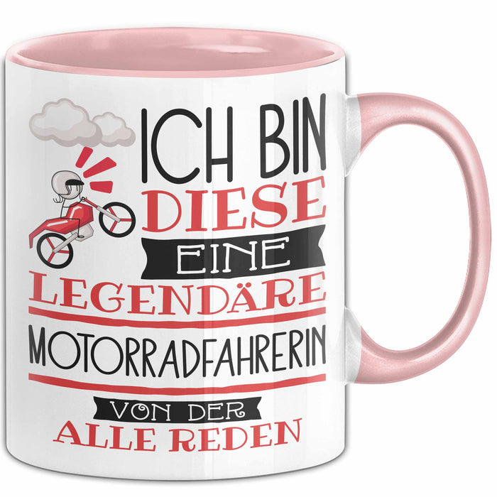 Motorradfahrerin Tasse Geschenk Ich Bin Diese Eine Legendäre Motorradfahrerin Von Der Alle Reden Geschenkidee Geburtstag Weihnachten Rosa Trendation