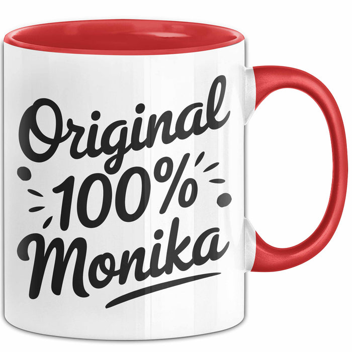 Monika Tasse Geschenk Original 100% Monika Geschenkidee Geburtstag Rot Trendation