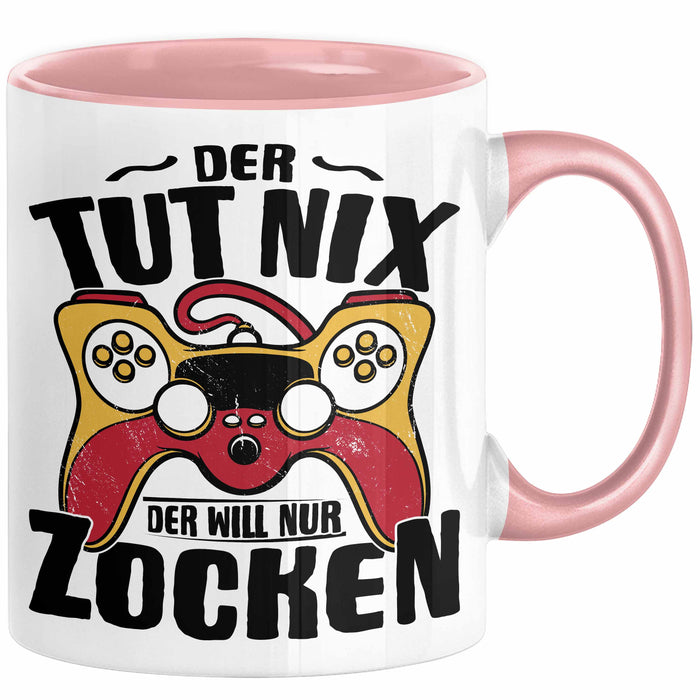 Gamer Geschenk Tasse Geschenkidee für Zocker Der Tut Nix Der Will Nur Zocken Jungs Geschenkdiee Gaming Rosa Trendation