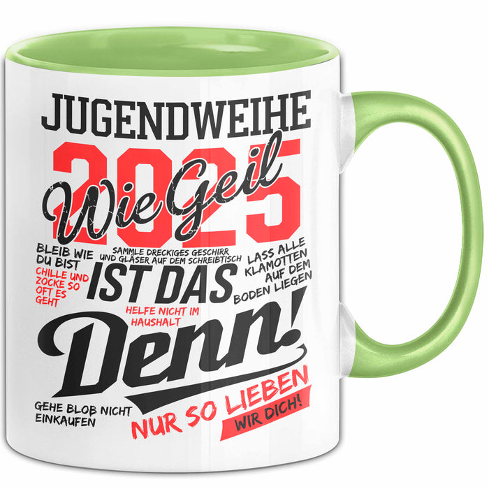 Jugendbetreuung Tasse Geschenk Lustige Geschenkidee Spruch Jugendweihe 2025 Grün Trendation