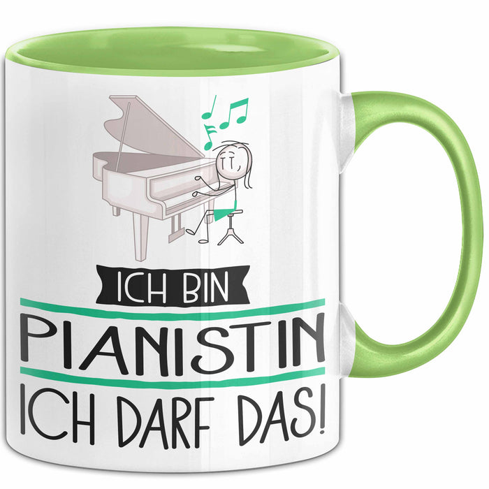 Geschenk für Pianistin Tasse Lustige Geschenkidee Geburtstag Ich Bin Pianistin Ich Darf Das Grün Trendation