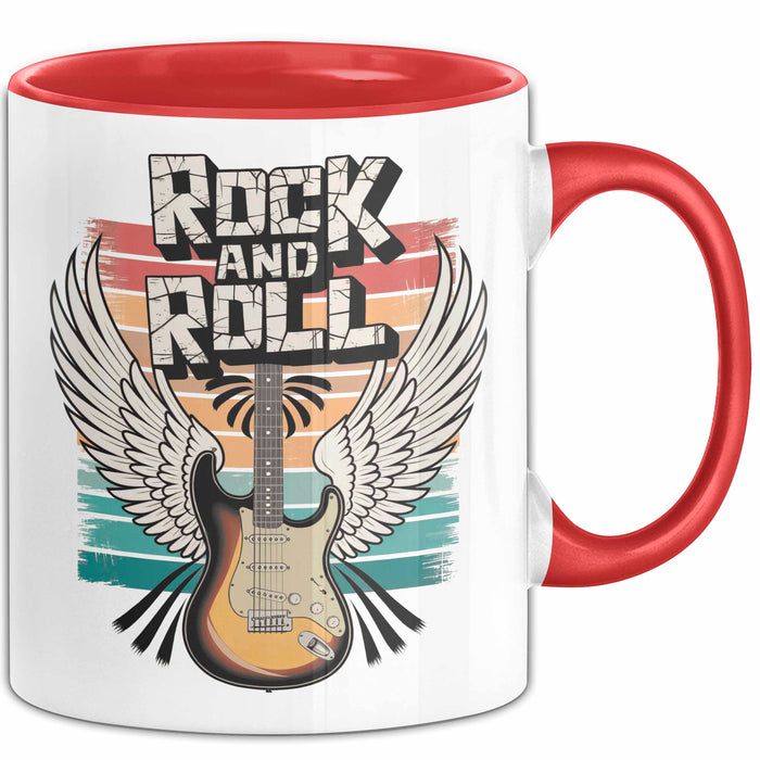 Gitarre Musikliebhaber Musiker Gitarrist Tasse Geschenk Lustige Geschenkidee Spruch Rock’n’Roll Rot Trendation