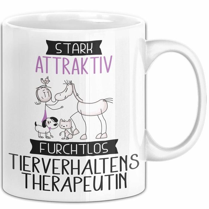 Tierverhaltenstherapeutin Tasse Geschenk Becher Stark Attraktiv Furchtlos Tierverhaltenstherapeutin Lustige Geschenkidee Weiß Trendation