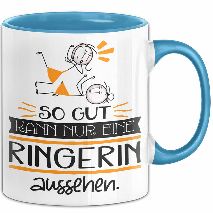 Ringerin Geschenk Tasse So Gut Kann Nur Eine Ringerin Aussehen Geschenkidee Geburtstag Weihnachten Lustig Blau Trendation