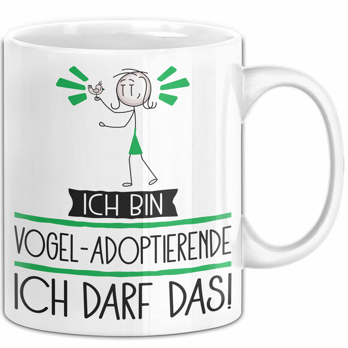 Geschenk für Vogel-Adoptierende Tasse Lustige Geschenkidee Geburtstag Ich Bin Vogel-Adoptierende Ich Darf Das Weiß Trendation